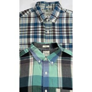 Mens J CREW INDIAN MADRAS Plaid‎ WOVEN Button Down Shirt SLIM FIT Sz Sm Lot Of 2